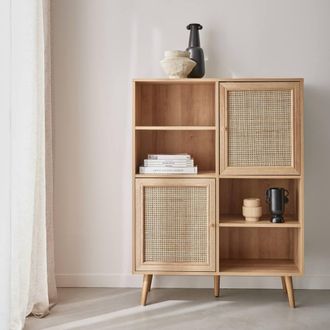 Sweeek 101.5cm Sideboard With Wood-effect & 4 Doors in Light Brown