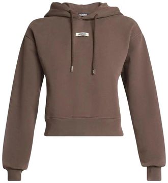Jacquemus Womens Gros Grain Le Hoodie, Dark Brown