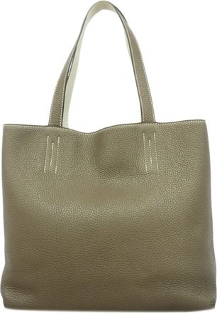 Herm&egrave;s Etoupe Gray Taurillon Clemence Leather Tote Bag (Pre-Owned)