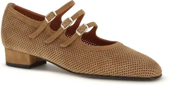 Carel Womens Ballerinas Ariana Tan Suede Calf Leather Pumps High Heel Shoes