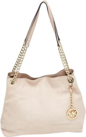 Michael Kors Tweedehands leren schoudertassen - Dames - Vintage Shopper - Beige - ONE Size - Tweed - Vintage