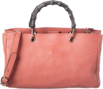Gucci Pink Pebbled Calf Bamboo Shopper (Authentic Pre-Loved)