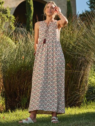 Fat Face FatFace Elsa Ivory Woodblock Regular Jersey Maxi Dress