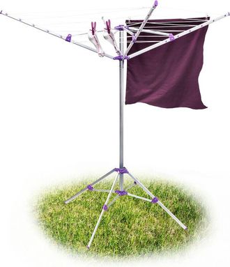 Relaxdays Relaxdays - Tendedero De Ropa De Exterior, Longitud De Secado De 19 M Acero, 161x120x120 Cm, Con Base, Plegable, Plateado