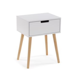 VERSA Mesa auxiliar cuadrada con caj&oacute;n en madera aglomerada blanco