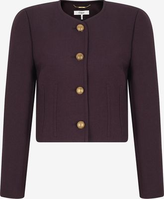 Chloé Kurze Jacke aus Wollkrepp mit Steppnähten