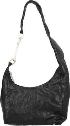 Rick Owens Compact Black Shoulder Bag with Curved Zipper Closure