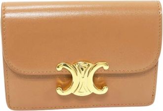 Celine Pre-owned Wallets, female, Brown, Size: ONE SIZE Pre-owned Triomphe Shiny Calfskin Card Case