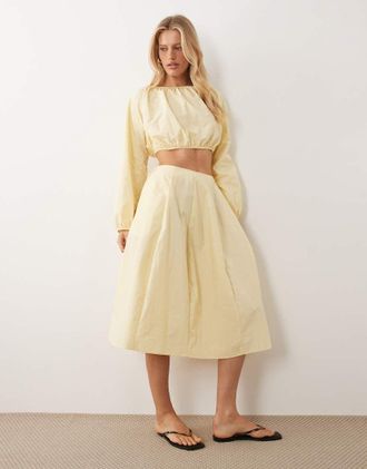 Asos Gonna a ruota tecnica color latticello voluminosa in coordinato-Giallo