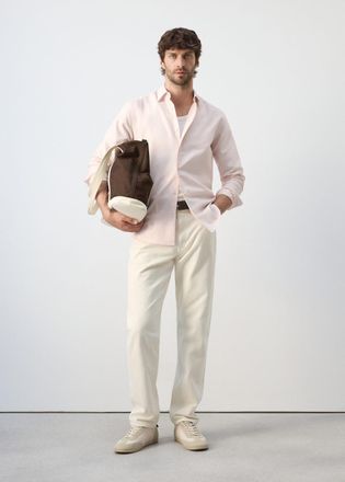 Mango Camicia 100% cotone regular-fit ricamo rosa chiaro - Uomo - XL - MANGO MAN