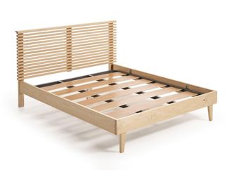 HOGAR 24 Cama de madera maciza, cabecero y somier, v&aacute;lido colch&oacute;n 150 x 190 cm