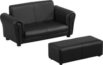 HOMCOM Kids Sofa 2 Seater Childrens Armchair Furniture Bedroom Playroom | TJ Hughes Black