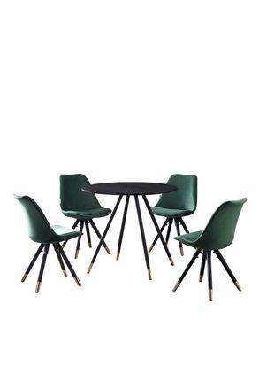 Life Interiors Sofia Dorchester LUX Dining Set with a Table & Chairs Set of 4 in Green