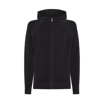 Roberto Ricci Design Zip-throughs, male, Gray, Size: 2XL Velvet Hood Zip Knit