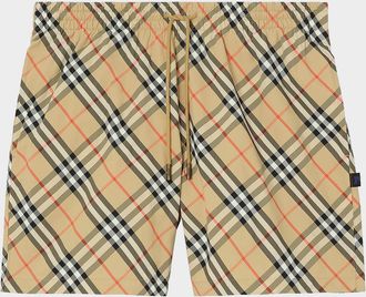 Burberry Men & apos;s Check Woven Drawstring Swim Shorts