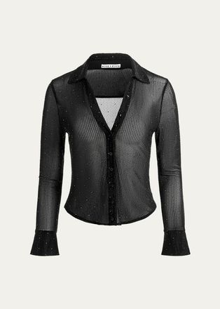 Alice & Olivia Freya Embellished Sheer Top