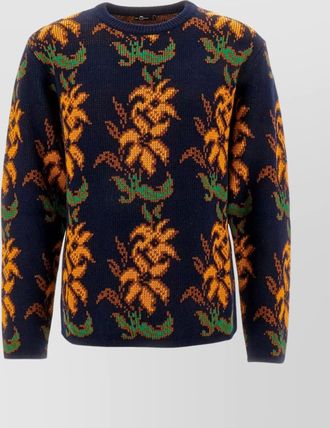 Etro oversize wool sweater floral embroidery