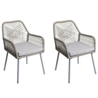 Hhg Hhg - Nunca Usado] Juego De 2 Sillas De Jard&iacute;n 469, Coj&iacute;n De Asiento Para Exterior Tejido De Cuerda De Aluminio Rope, Gris, Funda Gris