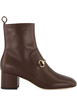 Gucci 55mm Horsebit leather ankle boots - Brown