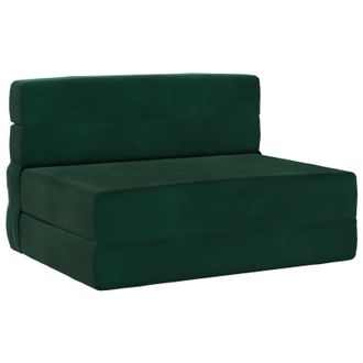 vidaXL Divano Letto Pieghevole Verde Scuro 70 X 72 X 60 Cm Tessuto Vidaxl