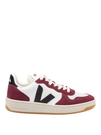 Veja V-10 Sneakers In Bordeaux And White Leather