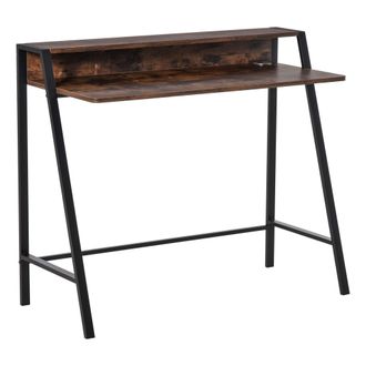Carter's 100cm Wide Writing Desk Computer Table Home Office PC Laptop Workstation Storage Shelf Color Rustic Brown Metal Frame - CARTER | TJ Hughes
