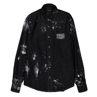 Roberto Cavalli Black Denim Shirt, Brand Size 52 ( US Size 42 )