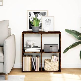 Berkfield Home Room Divider Bookcase Smoked Oak 69.5x29x69.5 cm Engineered Wood in Brown