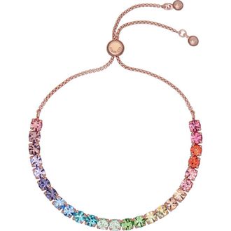 Ted Baker Melrah Icon Crystal Slider Tennis Bracelet in Rose Gold Rainbow Crystal at Nordstrom