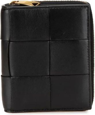 Bottega Veneta 2012-2024 Maxi Intreccio Cassette lamsleren portemonnee met rits - Zwart