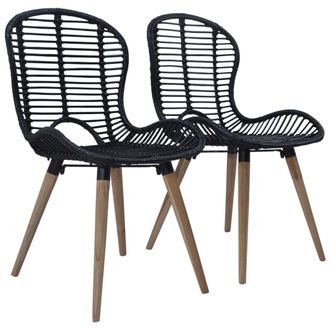 vidaXL Vidaxl - Sillas De Comedor 2 Unidades Rat&aacute;n Natural Negro