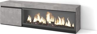 Skraut Home Skraut Home - Mueble Tv, Televisi&oacute;n, Muebles De Sal&oacute;n, Almacenaje, 160, Para Tv Hasta 65, Chimenea El&eacute;ctrica Xxl, Estilo Moderno, Gris Cemento