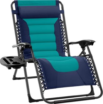 Best Choice Products Oversized Padded Zero Gravity Chair, Folding Outdoor Patio Recliner w/ Side Tray
