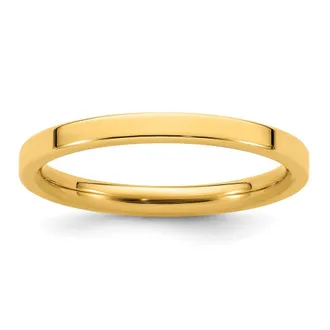 Diamond2Deal 14k Yellow Gold 2mm Standard Weight Flat Comfort Fit Wedding Band Ring