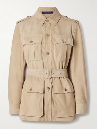 Ralph Lauren Collection Giacca In Camoscio Con Cintura Gabbie - Neutri