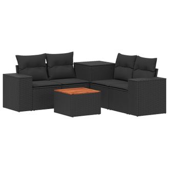 vidaXL Set Di Divani 6 Pz Nero Rattan Sintetico E Acciaio Vidaxl