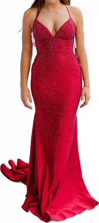 Sherri Hill Rhinestone Embellished Prom Dress In Burgundy