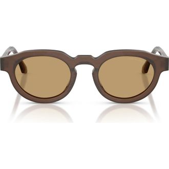 Armani 47mm Round Sunglasses in Brushed Brown /Brown at Nordstrom