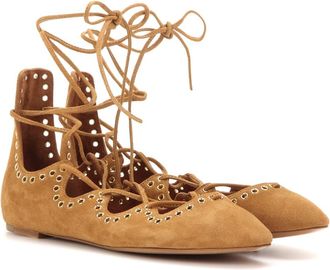 Isabel Marant Leo embellished suede ballerinas Size 36