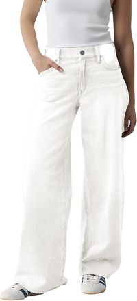 Generic Wide Leg Jeans for Women UK High Waisted Stretchy Denim Pants Baggy Straight Leg Jean Pull On Boyfriend Y2K Denim Jeans Flared Pants Ladies Casual Pal