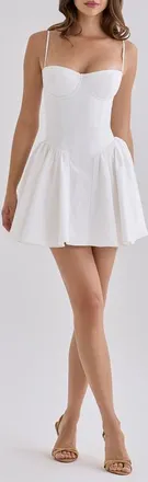 House of CB Samaria Corset Fit & Flare Dress in White at Nordstrom, Size X-Large