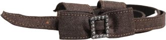Ermanno Scervino Womens Dark Brown Wool Bow Embellished Buckle Belt Nylon