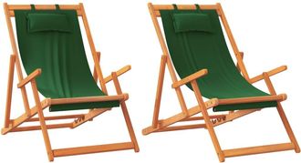 vidaXL Sillas De Playa Plegables 2 Unidades Tela Verde Vidaxl