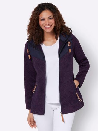 Casual Looks Fleecejacke CASUAL LOOKS, Damen, Gr. 40, bunt (erika, marine, meliert), 100% Polyester, Webware:100% Polyester, gemustert, mehrfarbig, meliert, Jacken