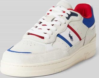 Ralph Lauren Ledersneaker mit Logo-Detail Modell MASTERS SPORT in Weiss, Größe 46