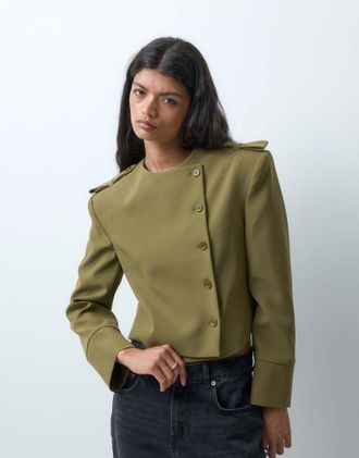 Asos giacca sartoriale squadrata con bottoni-Verde