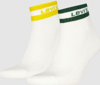 Levi's Mid Cut Sport Stripe Socks 2 pack - Hombre - 35 - Multicolor / White/Green/Yellow