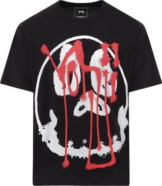 Yohji Yamamoto Skull Graphic T-shirt In Black/red