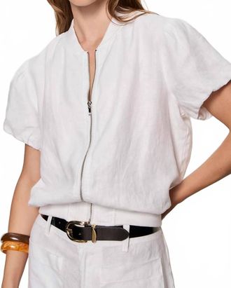 Sanctuary Everly Linen Bomber Jacket In White