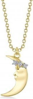 Allurez Diamond Crescent Moon Pendant Necklace 14K Yellow Gold (0.03ct)